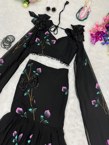 Stylish Black Color Designer Lehenga Choli