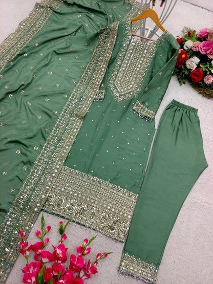 Good Looking Dark Pista Green Salwar Suit