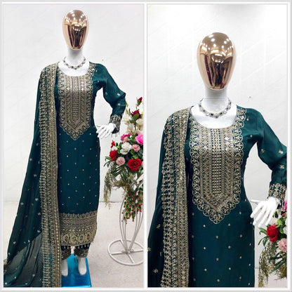 Good Looking Teal Green Color Salwar Suit