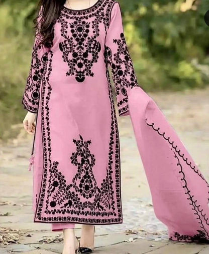 Marvelous Pink Color Thread Work Salwar Suit