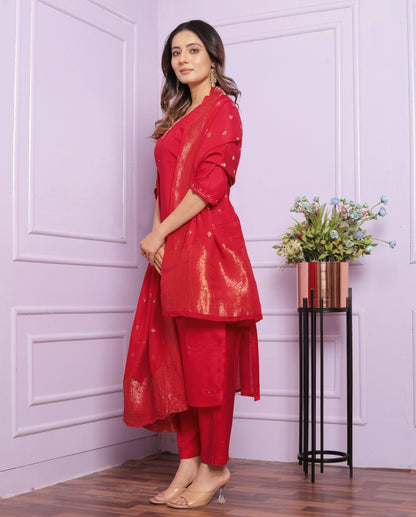 Awesome Red Color Handwork Salwar Suit