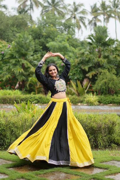 Exclusive Gota Patti work Yellow With Black Lehnga With Top