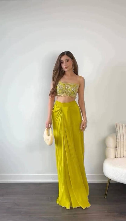 Fantastic Yellow Color Lehenga Choli With Shrug