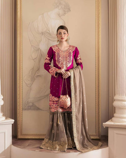 Traditional wear Sequence Work Pink Color Top With Sharara