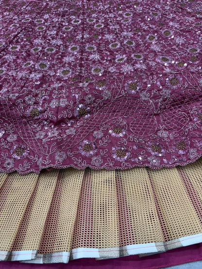 Fabulous Chinon Silk Embroidery Pink Color Lehenga Choli