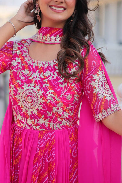 Adorable Outstanding Pink Gown With Dupatta
