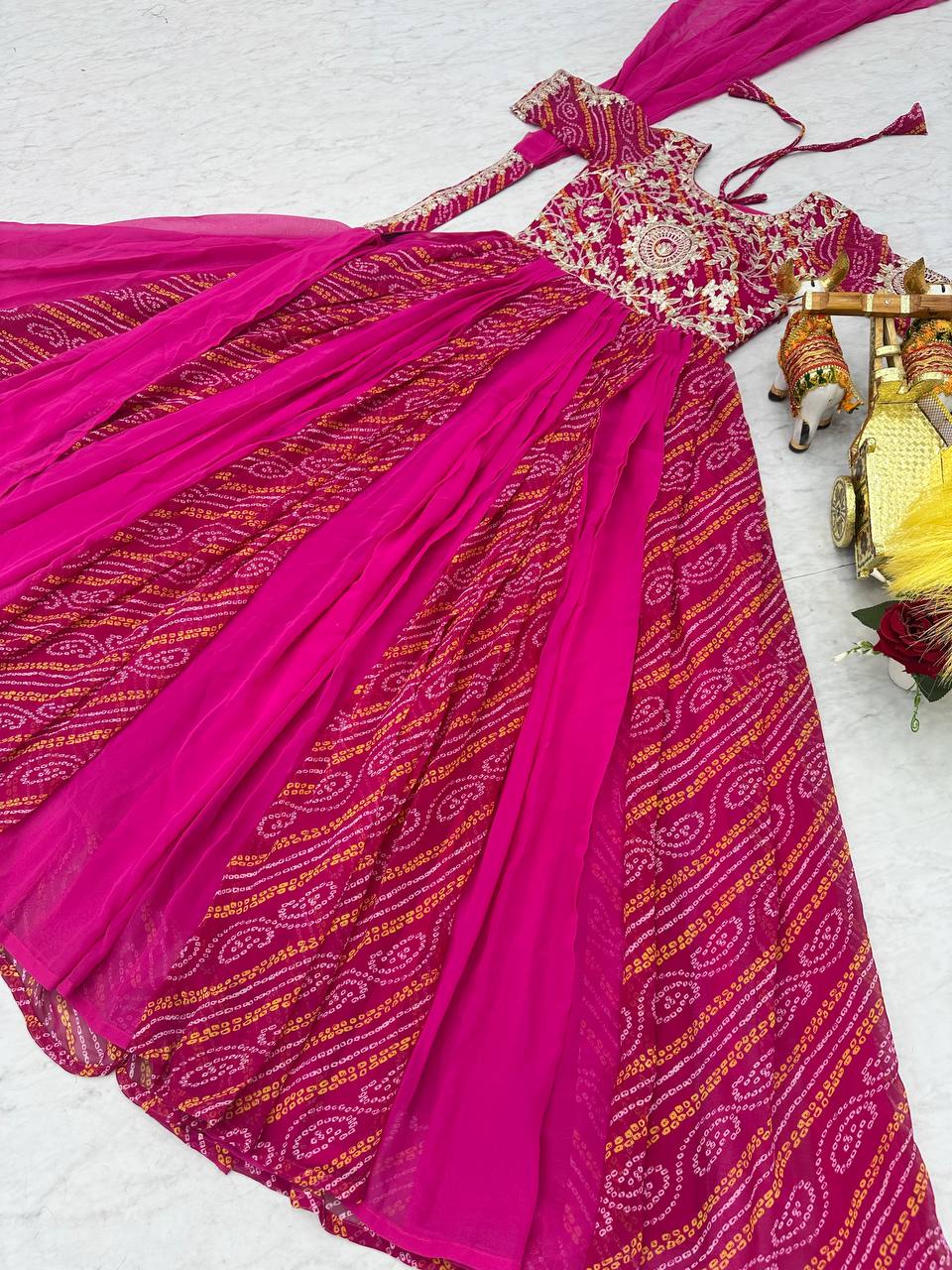 Adorable Outstanding Pink Gown With Dupatta