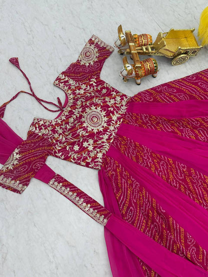 Adorable Outstanding Pink Gown With Dupatta