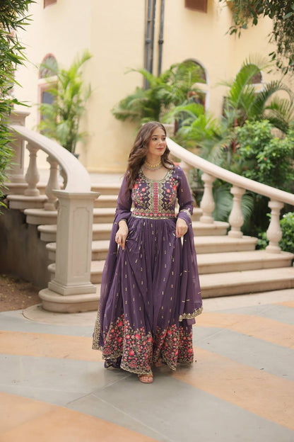 Wonderful Georgette Lavender Color Kurti With Sharara Suit