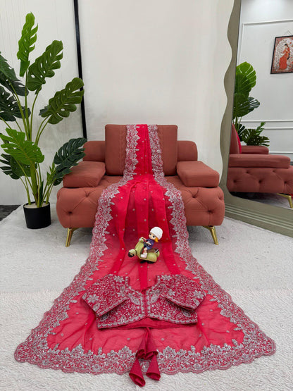Preferable Thred & Sequnce Work Pink Color Saree