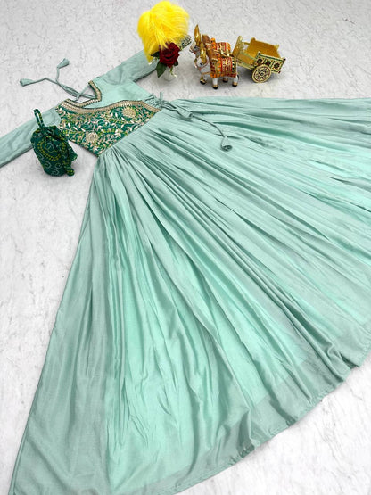 Attractive Sky Blue Color Long Gown