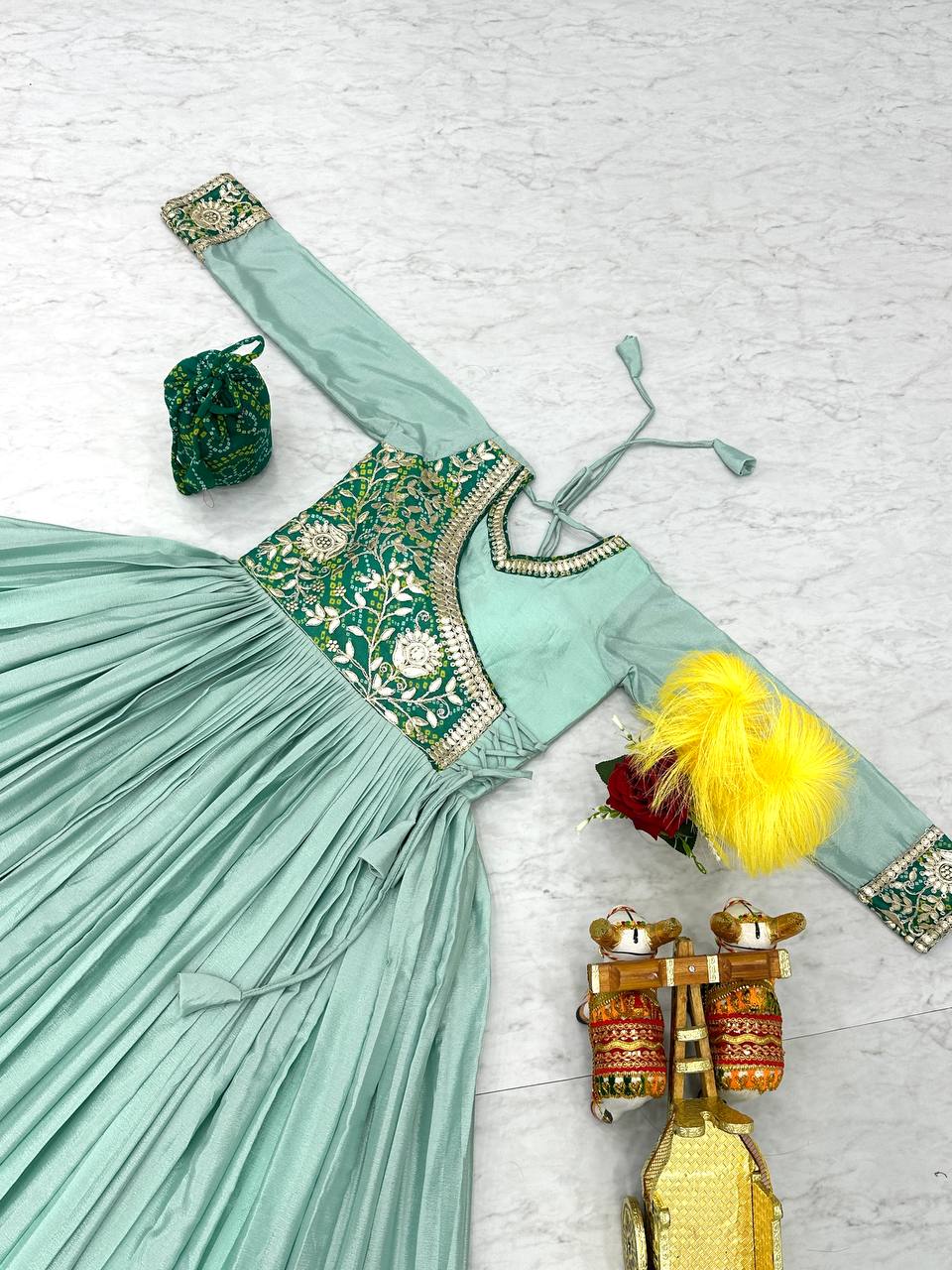 Attractive Sky Blue Color Long Gown