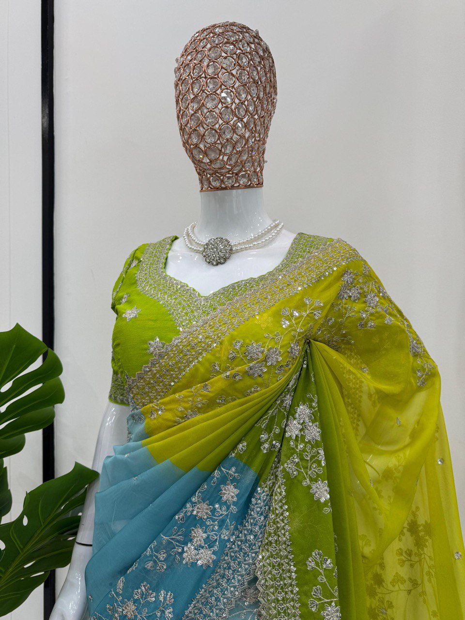 Party  Wear Tibby Silk Sky Blue Color Designer Saree