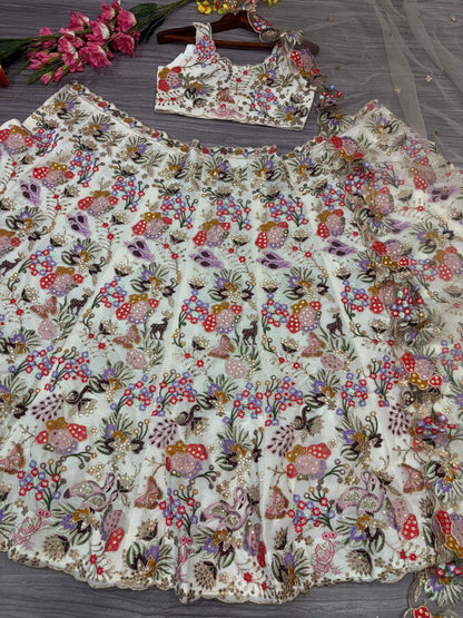 Pattern Wedding & Party Wear Multi Color Sequins Work Lehenga Choli