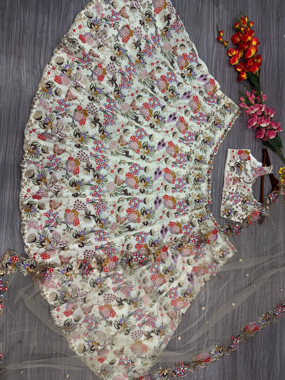 Pattern Wedding & Party Wear Multi Color Sequins Work Lehenga Choli