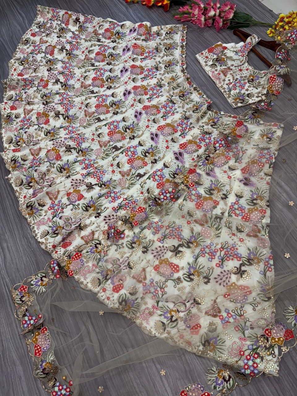 Pattern Wedding & Party Wear Multi Color Sequins Work Lehenga Choli
