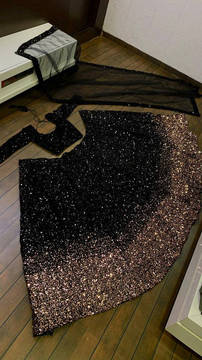 Outstanding Black Color Heavy Sequence Work Lehenga Choli