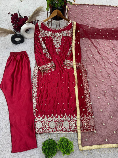 Wonderful Sequence Work Maroon Color Salwar Suit