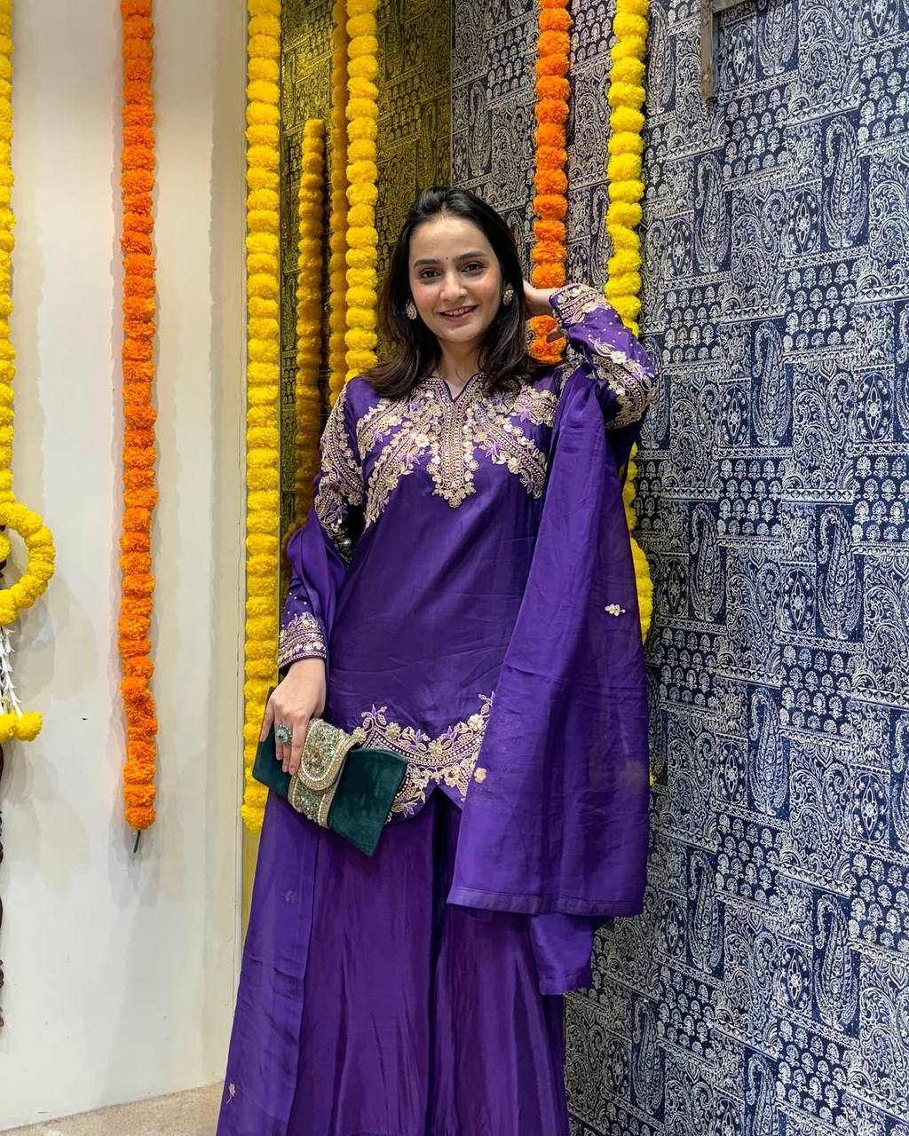 Preferable Sequence And Coding Dori Work Purple Color Sharara Suit