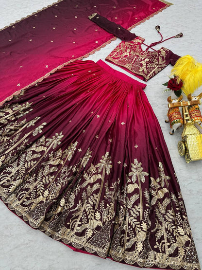 Captivating Embroidery Sequence Work pink Color Lehenga Choli
