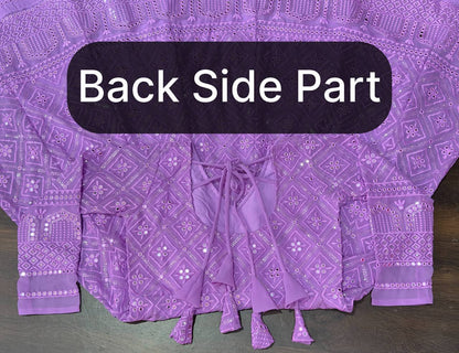 Graceful Thread Embroidered Work Purple Color Gown