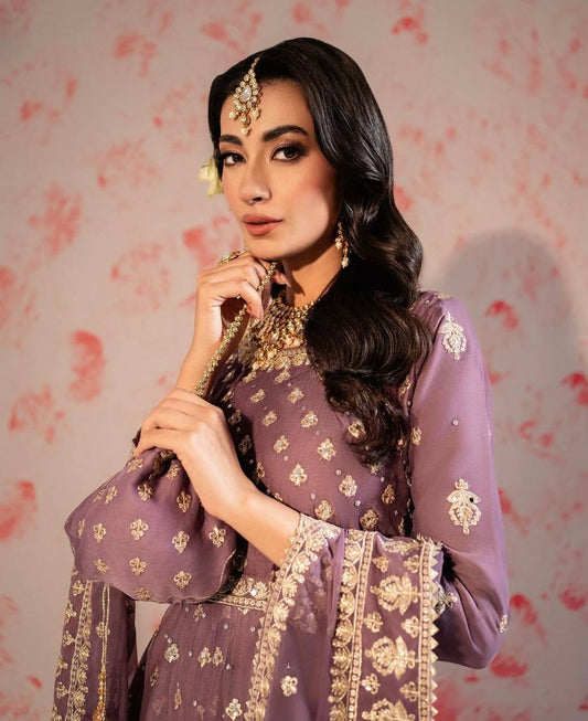 Delightful Sequence Work lavender Color Gown