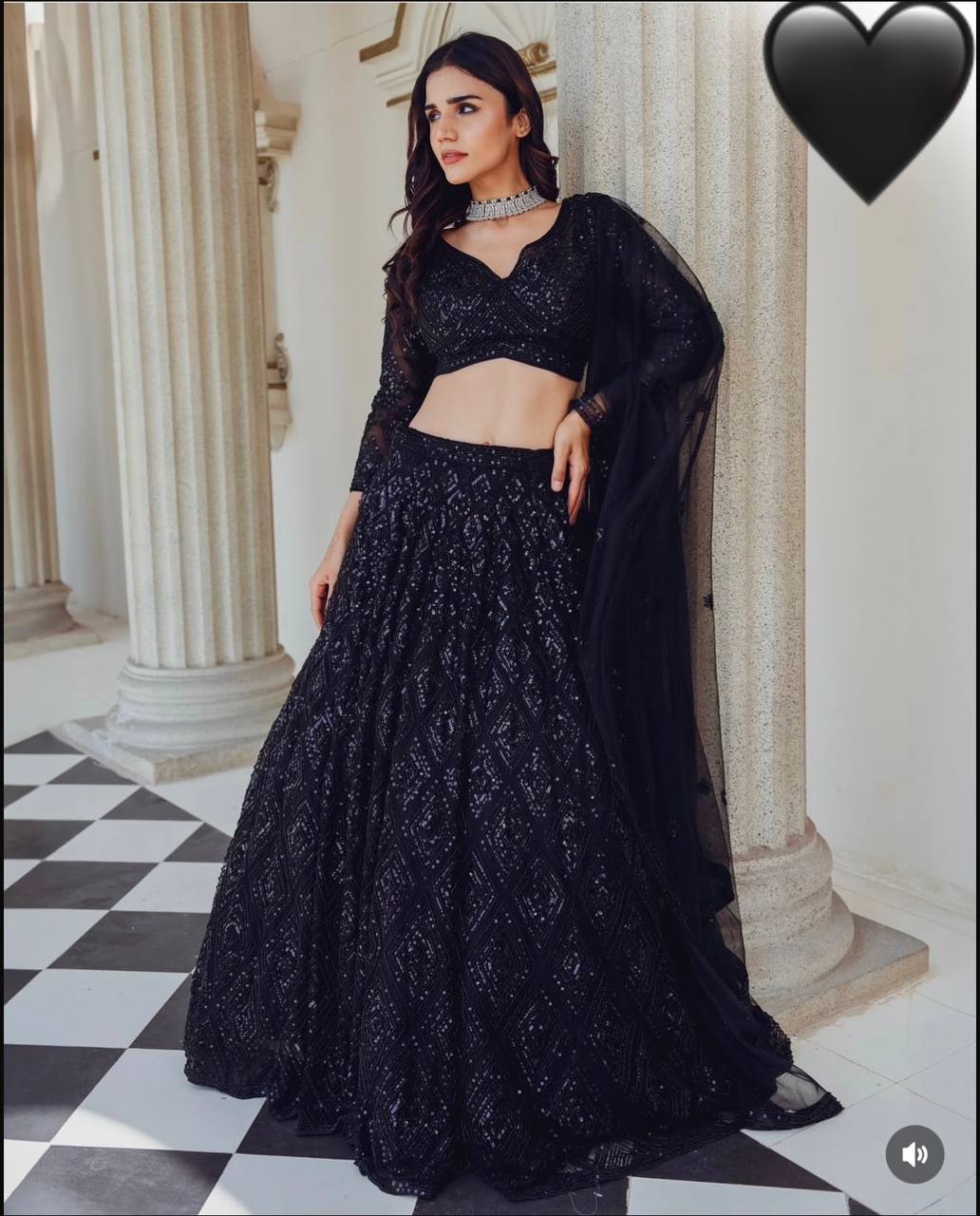 Ceremony Wear Black Color Georgette Lehenga With Sequins And Dori Work Designer Lehenga Choli