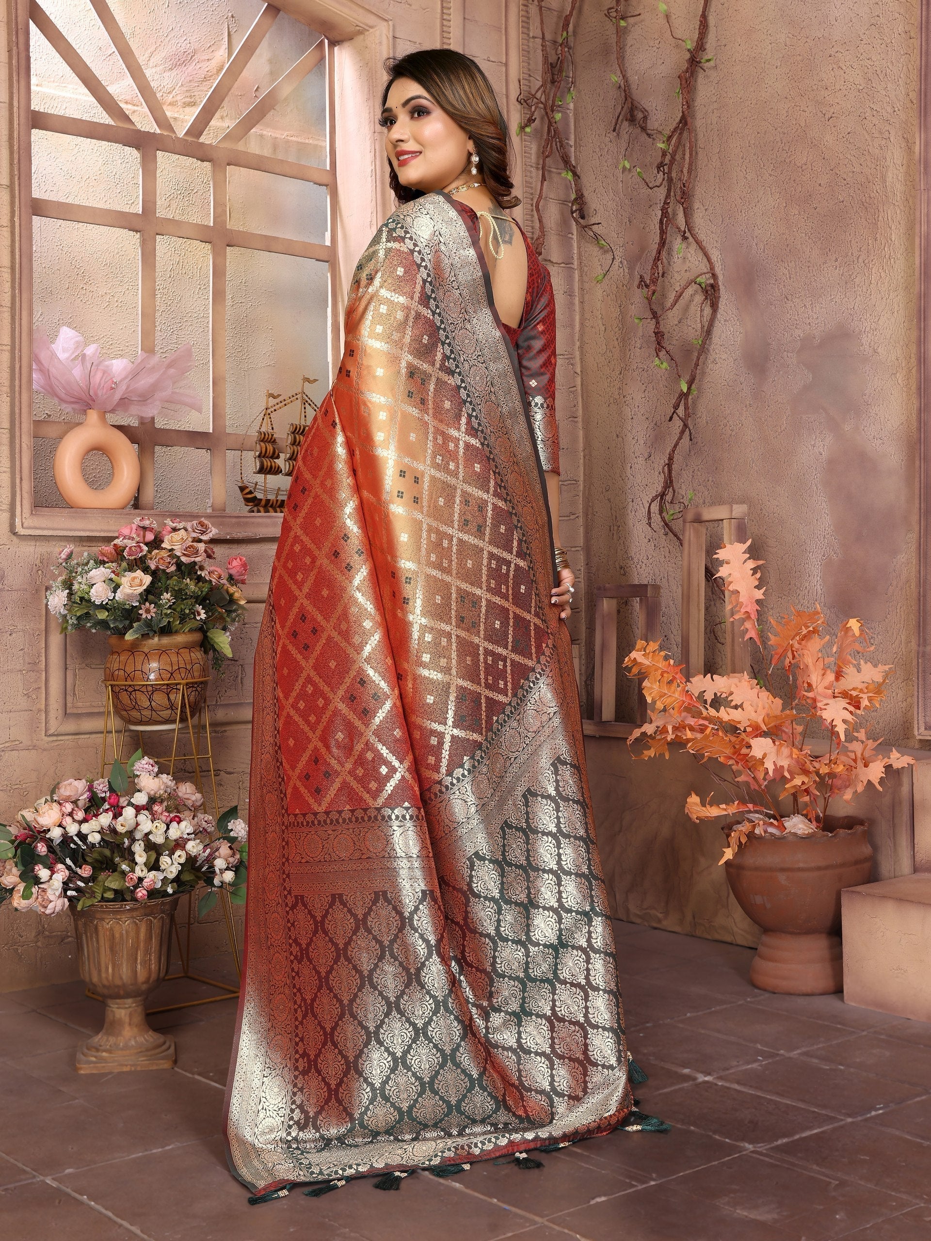 Party Wear Multi Color Kochi Silk Saree