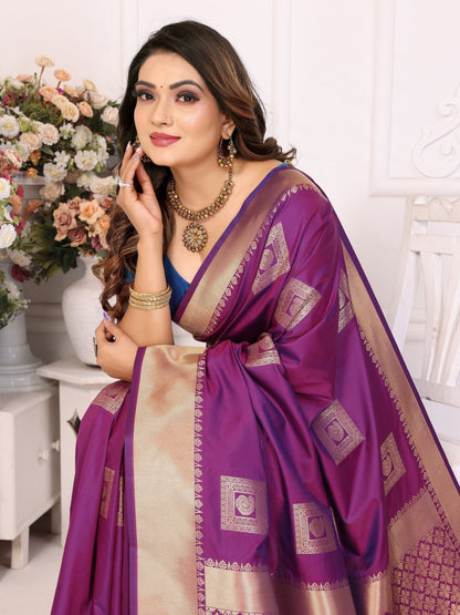 Attractive Soft Silk Purple Color Saree