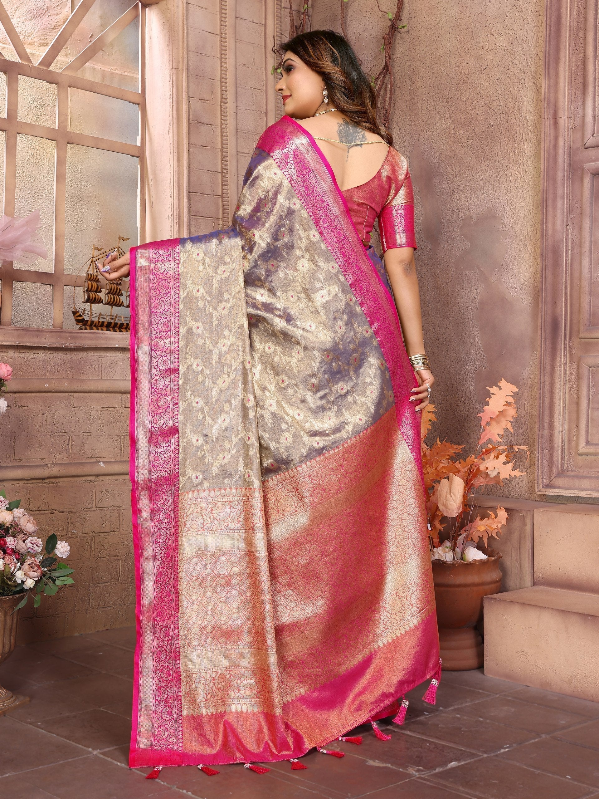 Awesome Tissue Silk Purple Color Saree