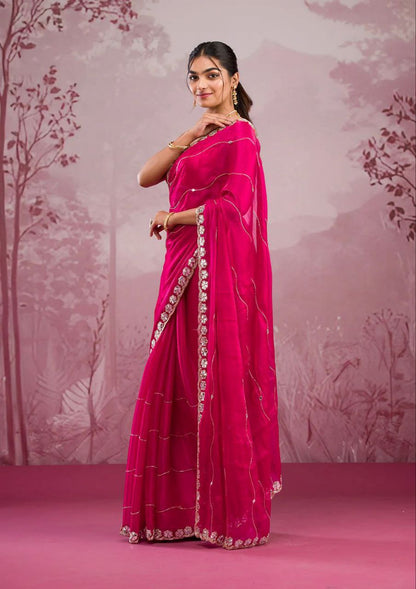 Good Looking Glitter Dori Work Red Color Designer Saree