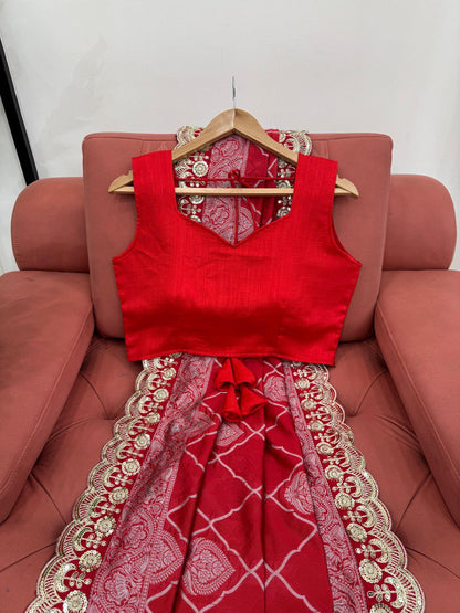 Ravishing Sequence Lace Work Red Color Designer Saree