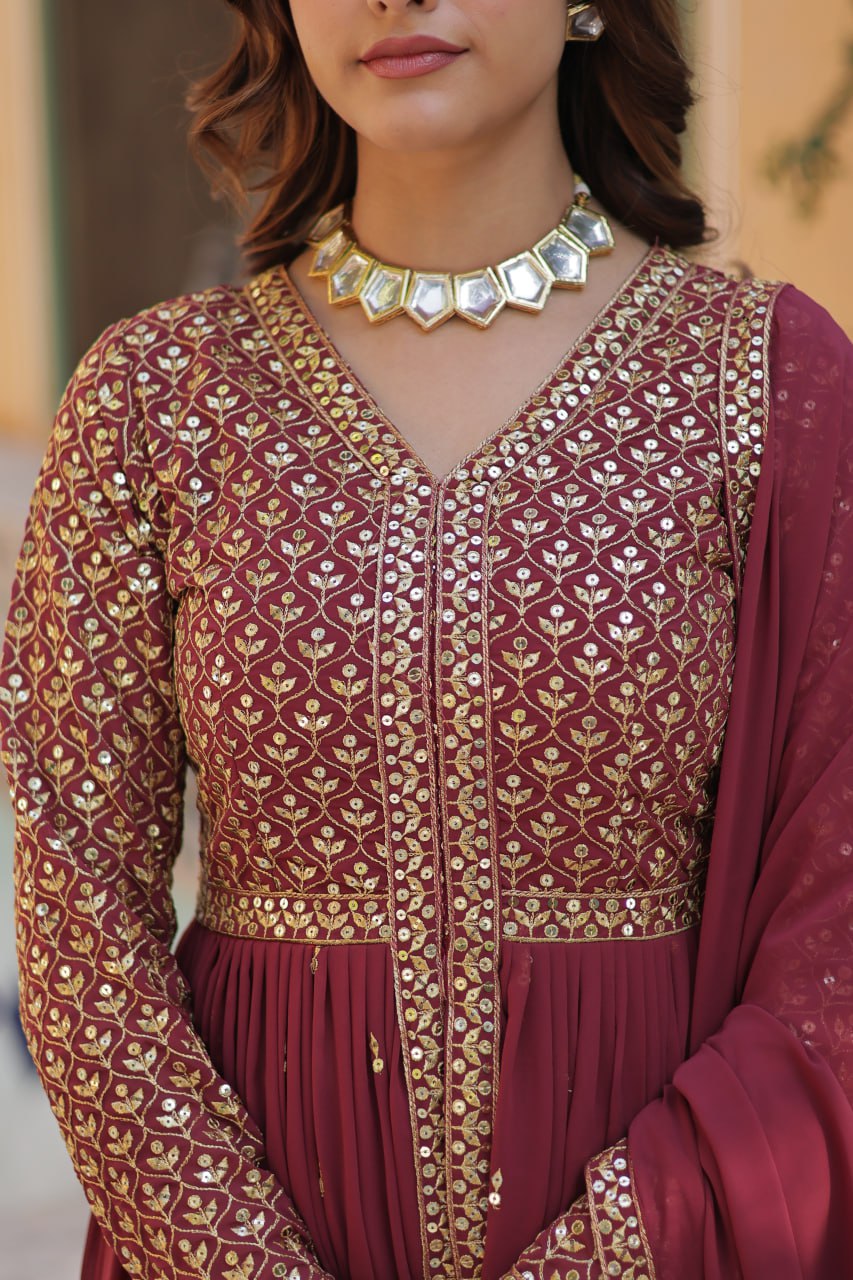 Blissful Georgette Pink Color Top With Bottom