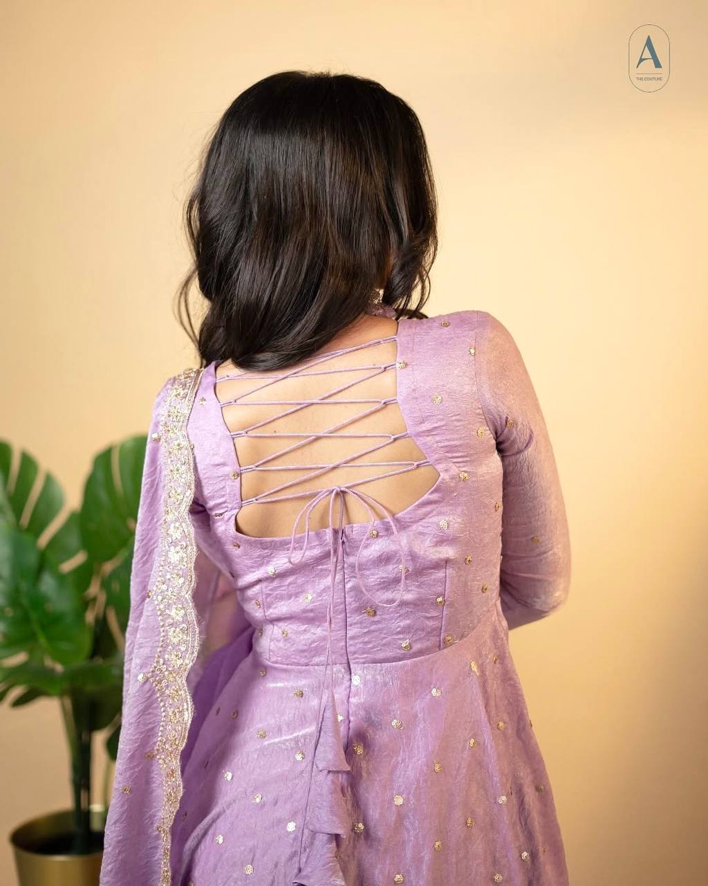 Adorable Sequence Work Lavender Color Gown