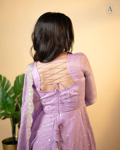 Adorable Sequence Work Lavender Color Gown