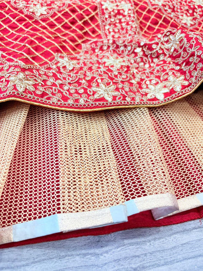 Exotic Malai Satin Jari Work Bridal Red Color Lehenga Choli