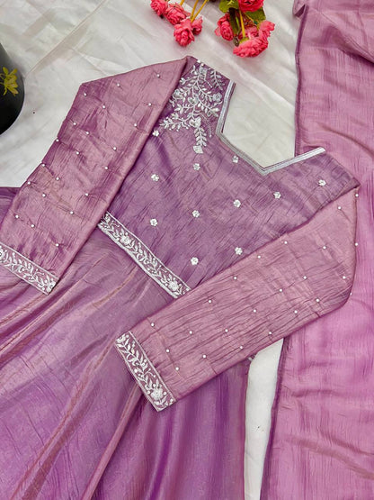 Charming Sequence Work Lavender Color Gown