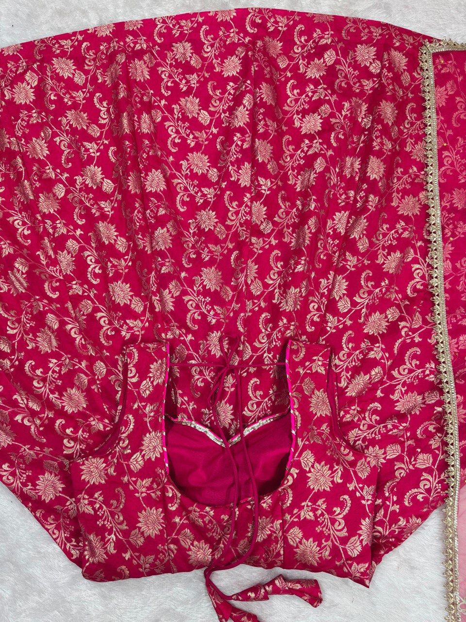 Stunning Jequard Weaveing Pink Color Gown