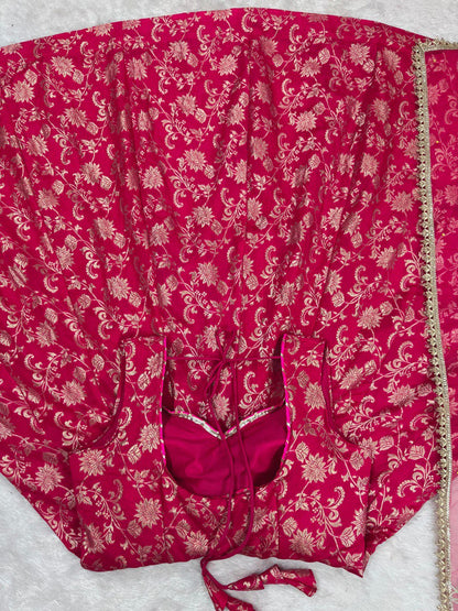 Stunning Jequard Weaveing Pink Color Gown