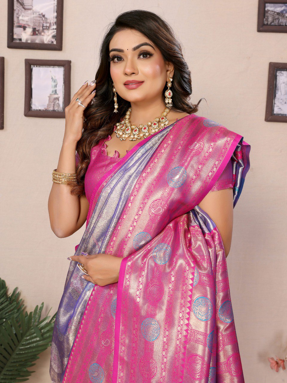 Presenting Paithani Banarasi Silk Purple & Pink Color Saree