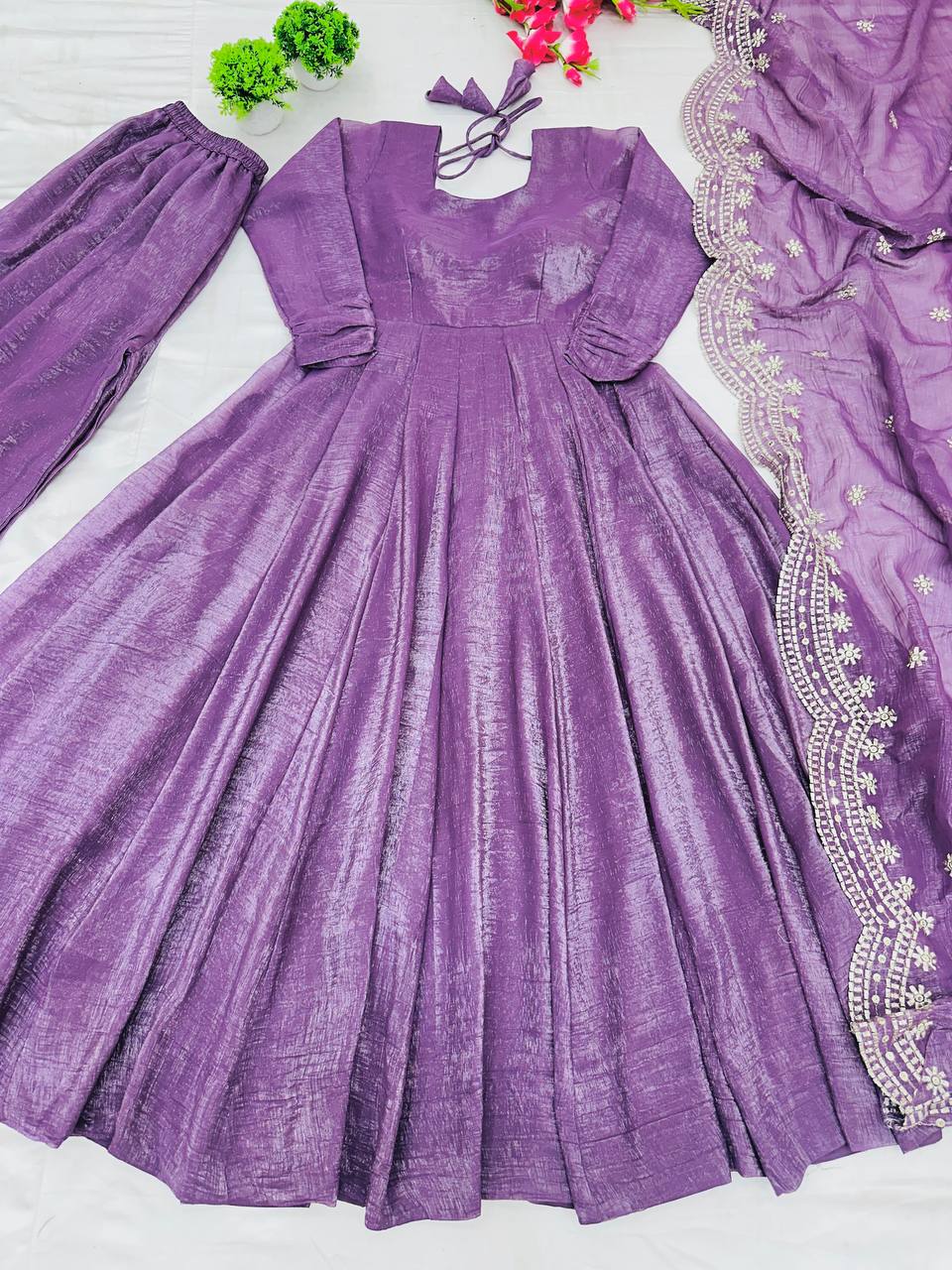 Lovely Fandy Silk Lavender Color Gown