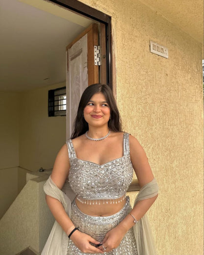 Sangeet Wear Rangoli Silk Embroidery Work Silver Color Lehenga Choli