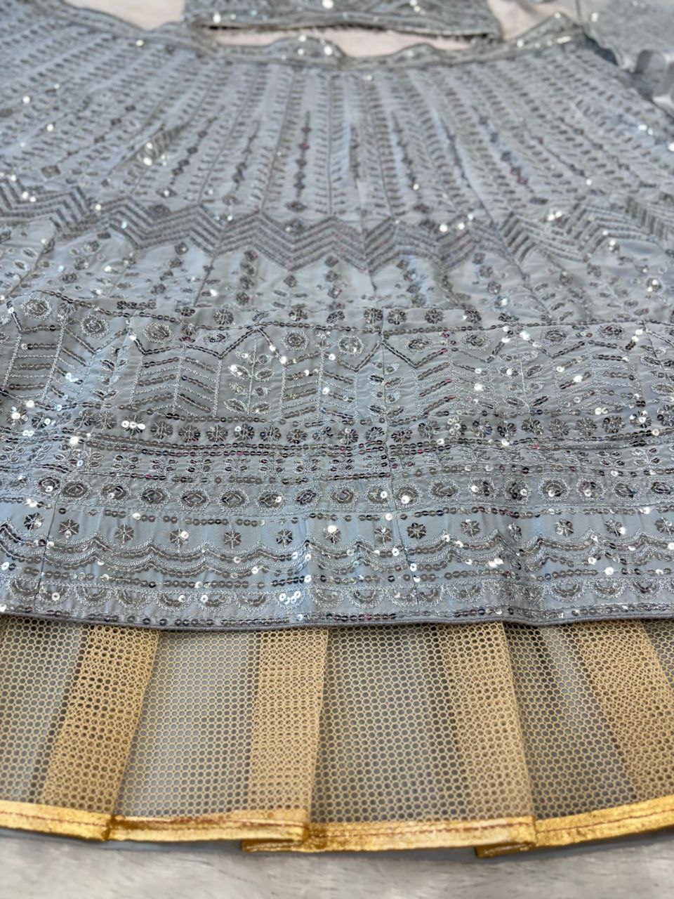 Sangeet Wear Rangoli Silk Embroidery Work Silver Color Lehenga Choli