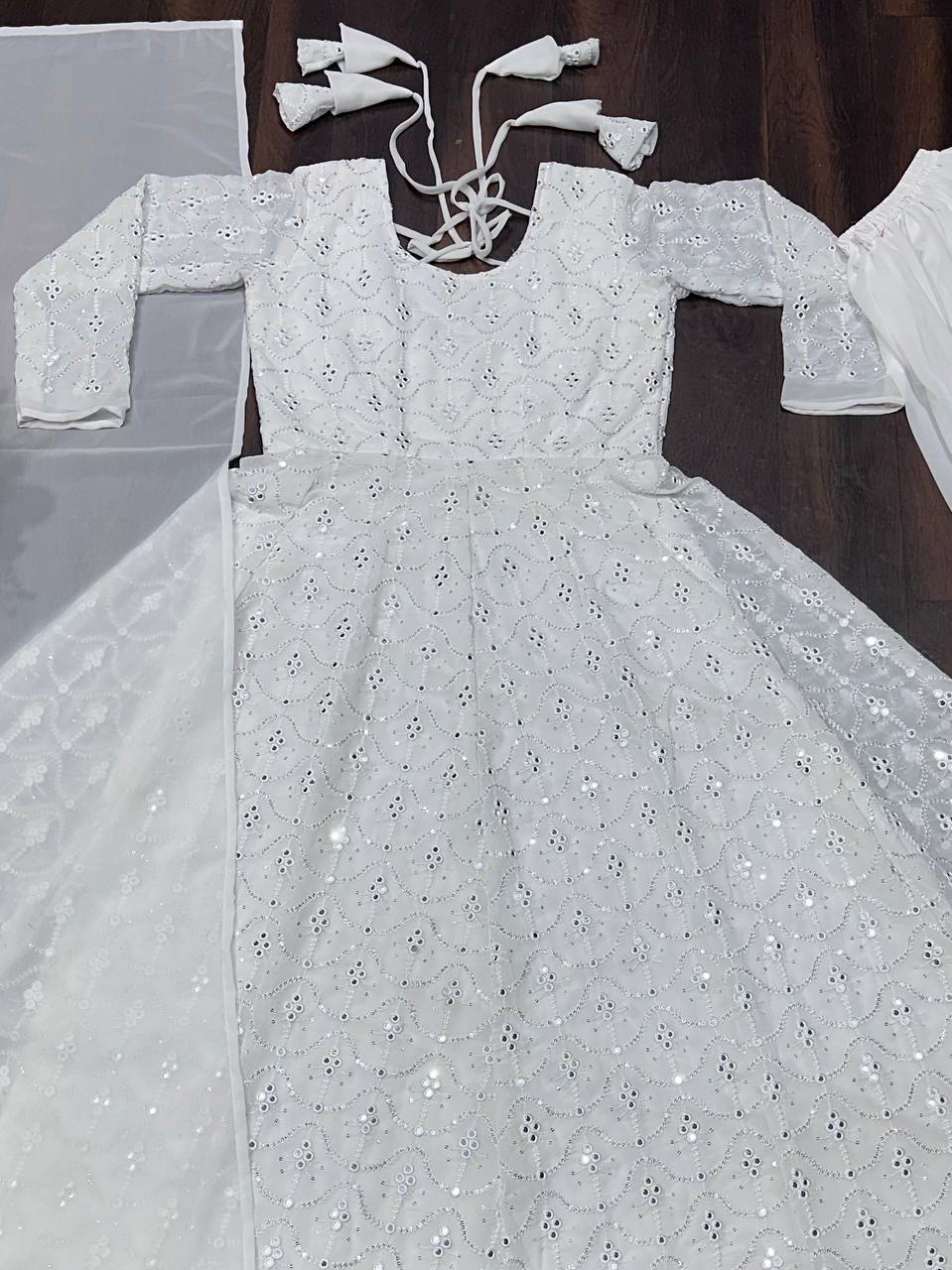 Outstanding Embroidered work White Color Gown With Palazzo