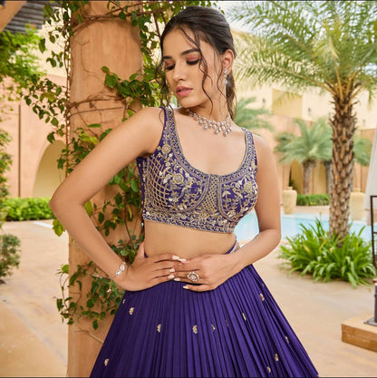 Designer Sequence Work Blue Color lehenga choli