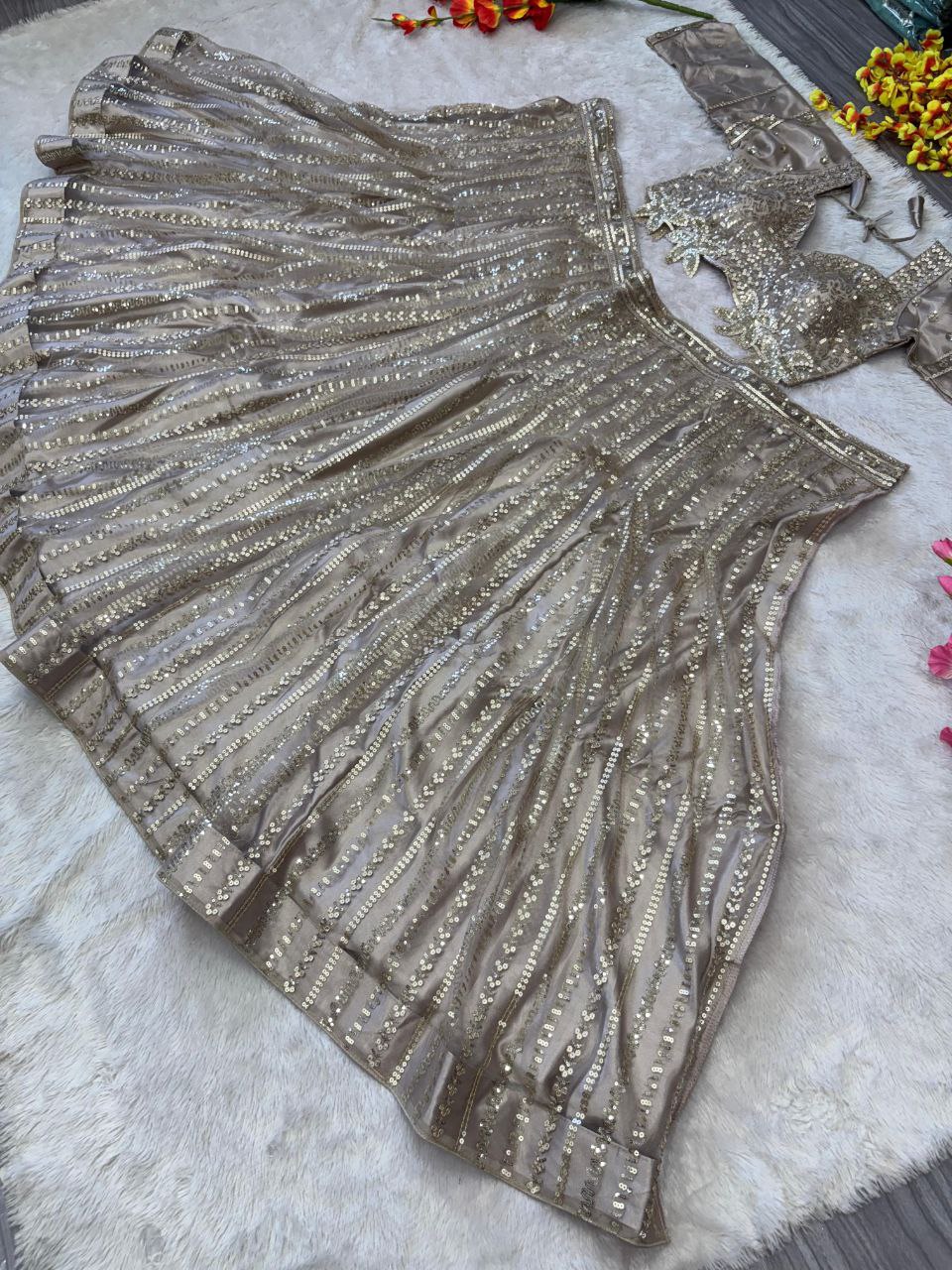 Glimmering Jari Work Silver Color Butterfly Net lehenga choli