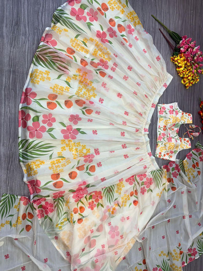 Digital Floral Print Multi Color Lehenga choli