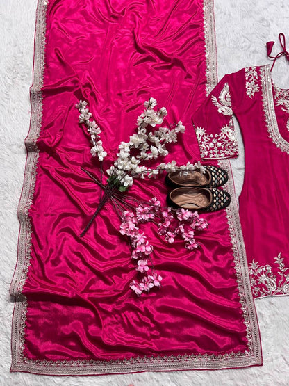 Luxuriant Chinnon Sequence Work Pink Color Salwar Suit