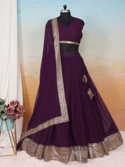 Function Wear Embroidery Work Purple Color Lehenga Choli