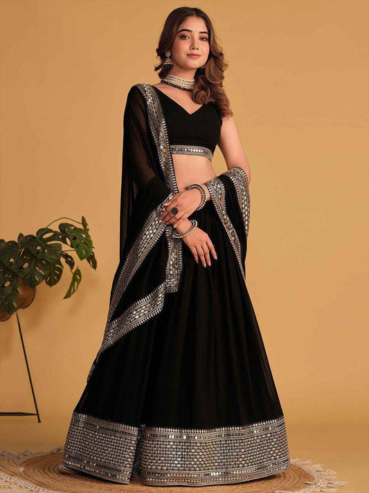 Function Wear Embroidery Work Black Color Lehenga Choli
